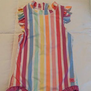 Girls Ruffle Butts Swimsuit - Size 6 - Flutter One Piece - Rainbow